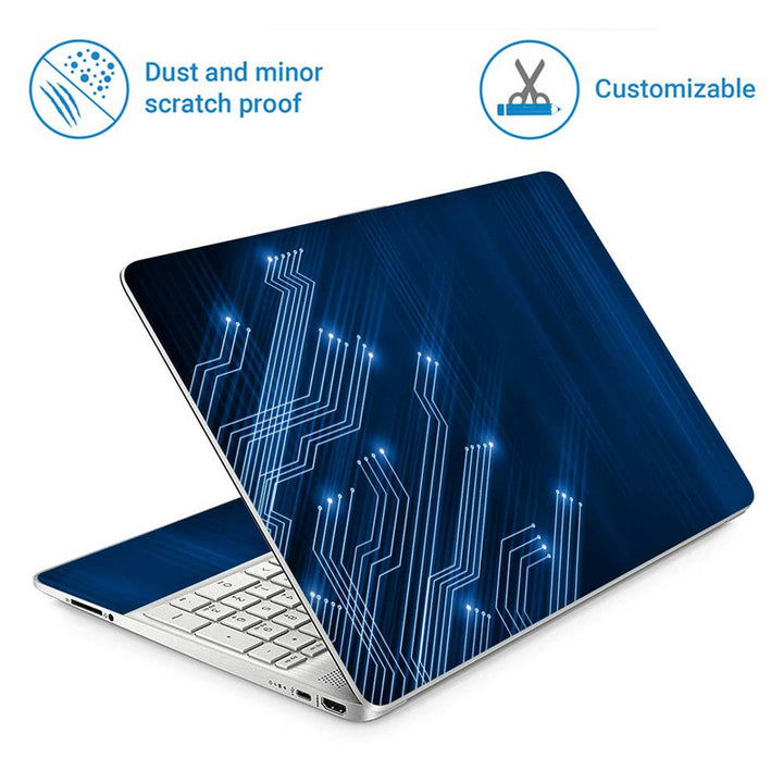 Full Panel Laptop Skin - Circuit on Blue