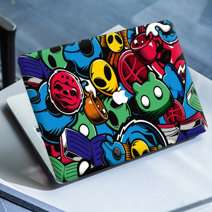 Laptop Skin for Apple MacBook - Comic Faces Graffiti - SkinsLegend