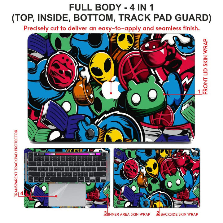 Laptop Skin for Apple MacBook - Comic Faces Graffiti - SkinsLegend