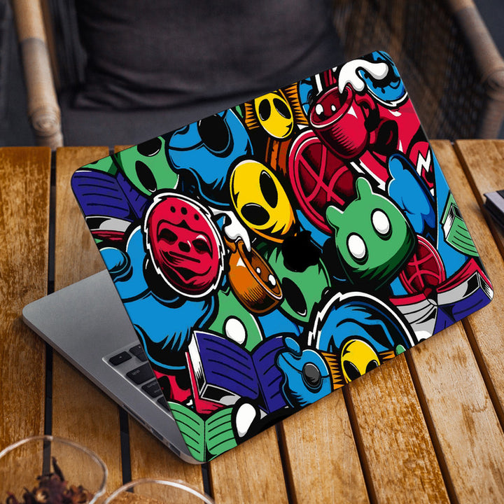 Laptop Skin for Apple MacBook - Comic Faces Graffiti - SkinsLegend