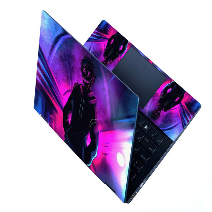 Full Panel Laptop Skin - Cool Anonymous Neon Boy