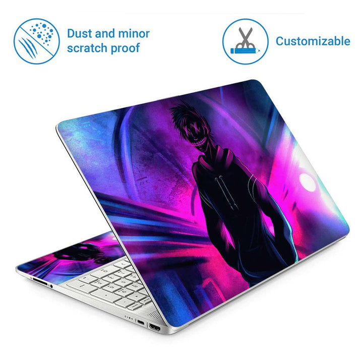 Full Panel Laptop Skin - Cool Anonymous Neon Boy