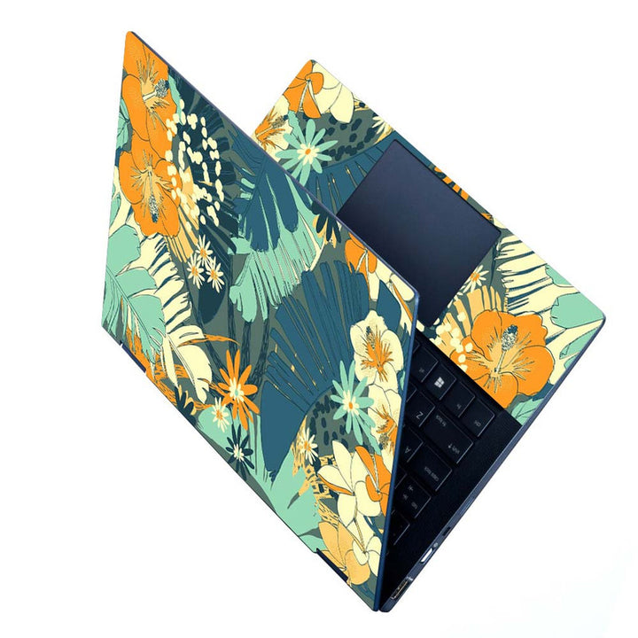 Full Panel Laptop Skin - Cream Yellow Floral