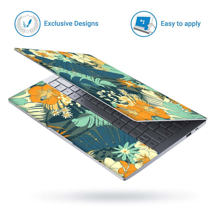 Full Panel Laptop Skin - Cream Yellow Floral