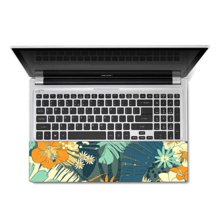 Full Panel Laptop Skin - Cream Yellow Floral