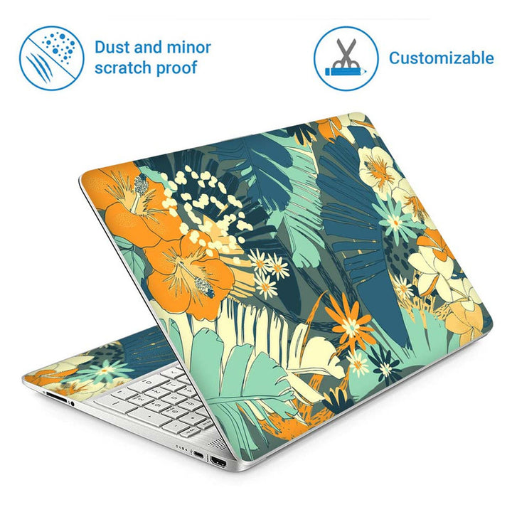 Full Panel Laptop Skin - Cream Yellow Floral