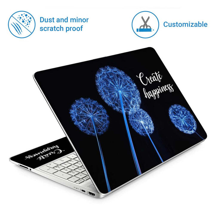 Full Panel Laptop Skin - Create Happiness Dandelion Flowers