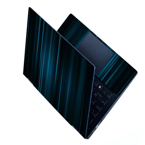 Full Panel Laptop Skin - Cyan Lines on Black