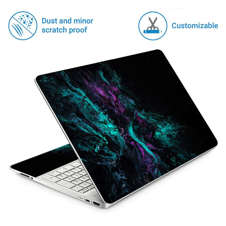 Full Panel Laptop Skin - Cyan Megenta Rock Art Black