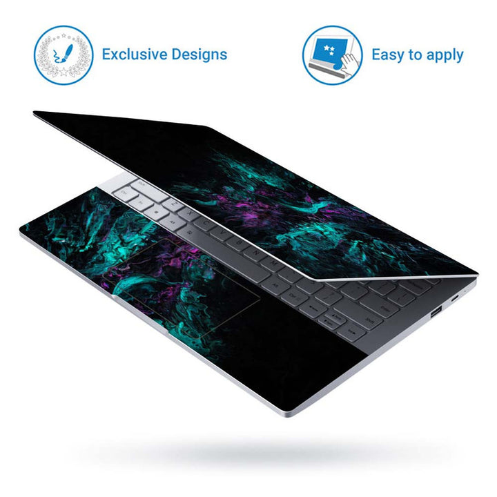 Full Panel Laptop Skin - Cyan Megenta Rock Art Black