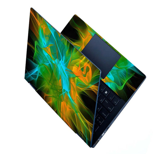 Full Panel Laptop Skin - Cyan Yellow Green Smoke