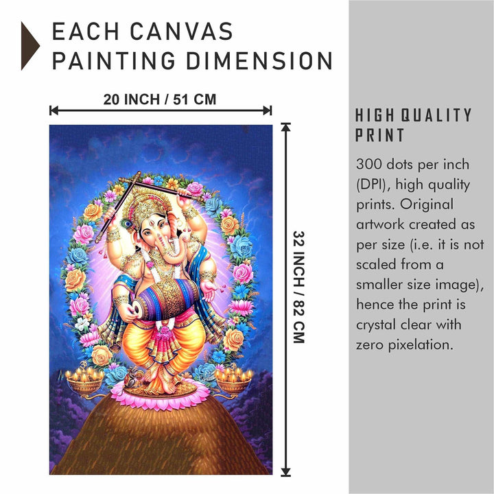 FineArts Rolled Canvas Painting - Dancing Ganesh