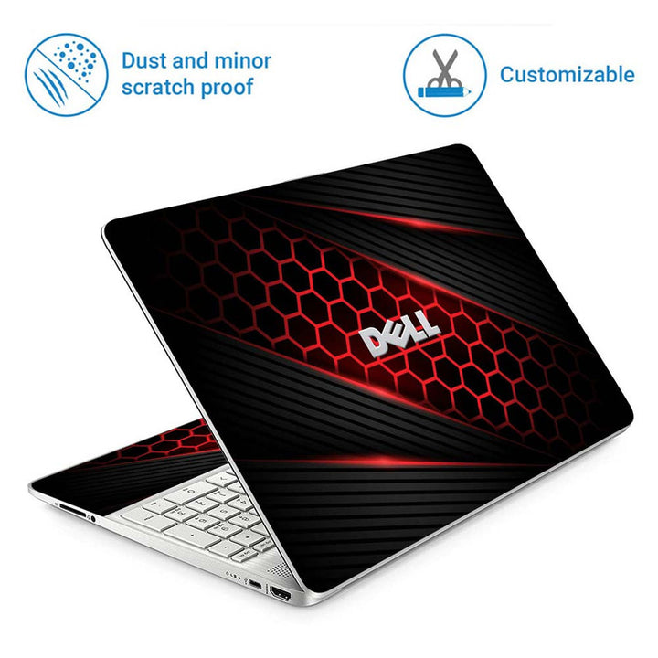 Full Panel Laptop Skin - Dell Black Red Honeycomb