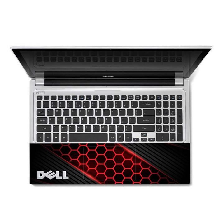 Full Panel Laptop Skin - Dell Black Red Honeycomb