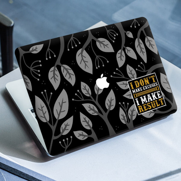 Laptop Skin for Apple MacBook - Dont Make Excuses Grey Tree Leaves - SkinsLegend