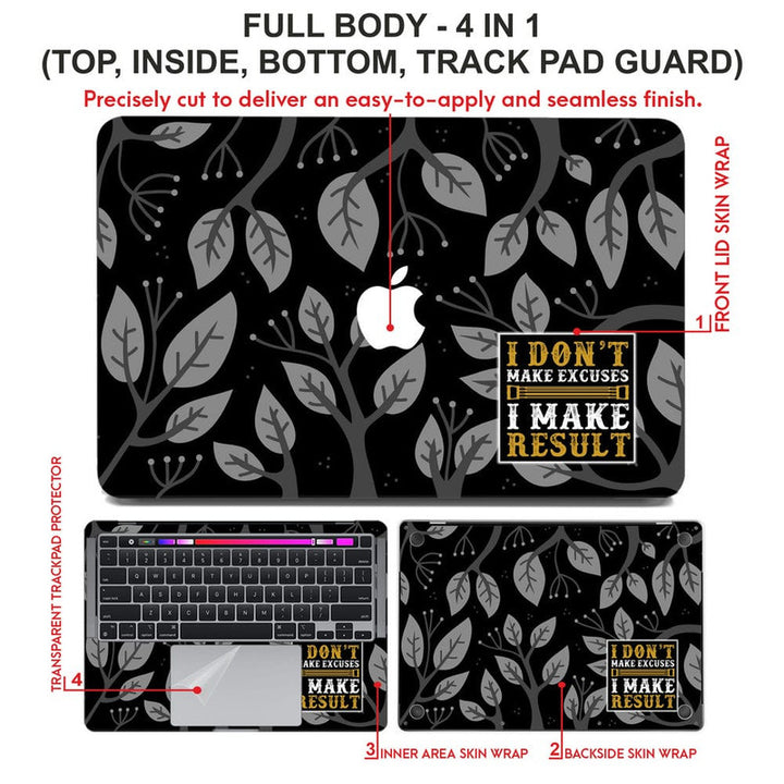 Laptop Skin for Apple MacBook - Dont Make Excuses Grey Tree Leaves - SkinsLegend