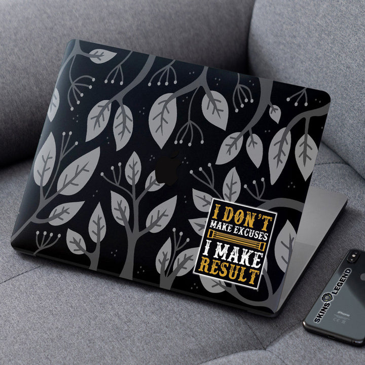 Laptop Skin for Apple MacBook - Dont Make Excuses Grey Tree Leaves - SkinsLegend