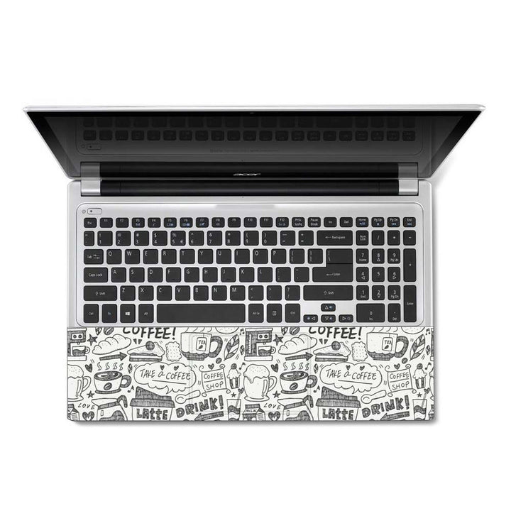 Full Panel Laptop Skin - Doodle Coffee Pattern