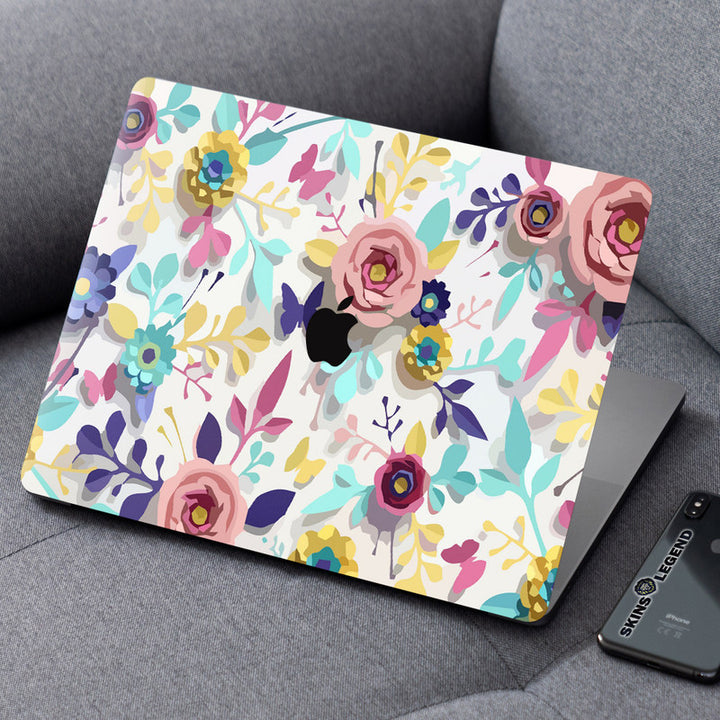 Laptop Skin for Apple MacBook - Embossed Pink Flower Art - SkinsLegend