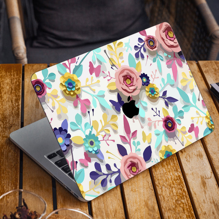 Laptop Skin for Apple MacBook - Embossed Pink Flower Art - SkinsLegend