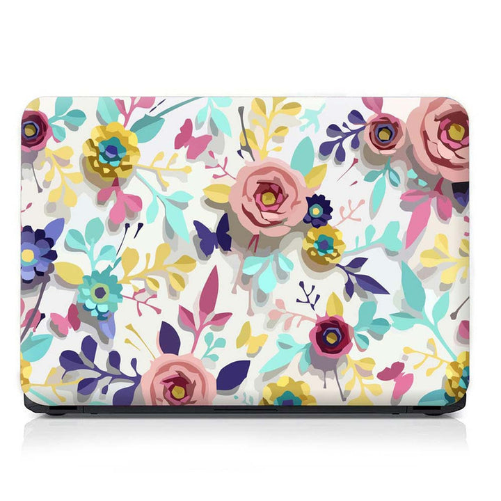 Full Panel Laptop Skin - Embossed Pink Flower Art