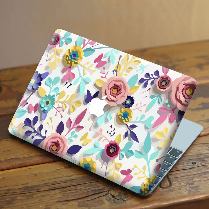 Laptop Skin for Apple MacBook - Embossed Pink Flower Art - SkinsLegend