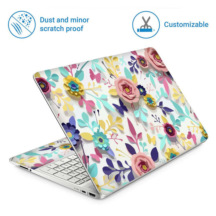 Full Panel Laptop Skin - Embossed Pink Flower Art