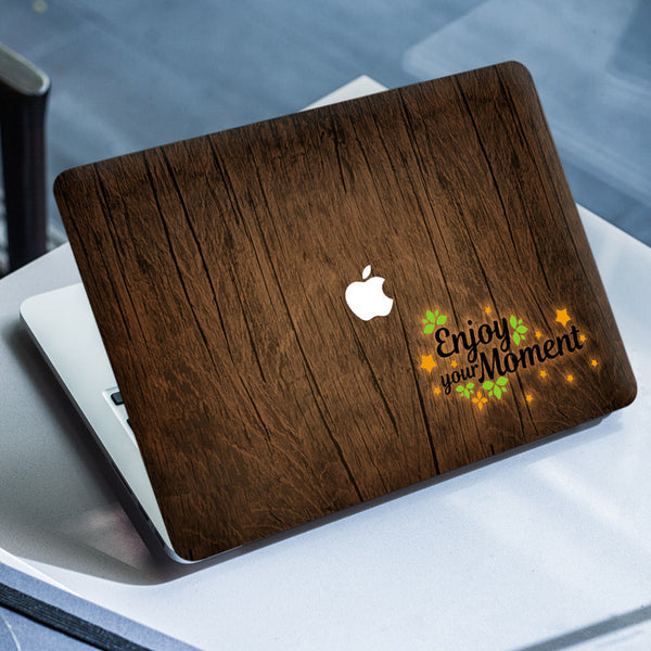 Laptop Skin for Apple MacBook - Enjoy Moment Brown Wooden - SkinsLegend