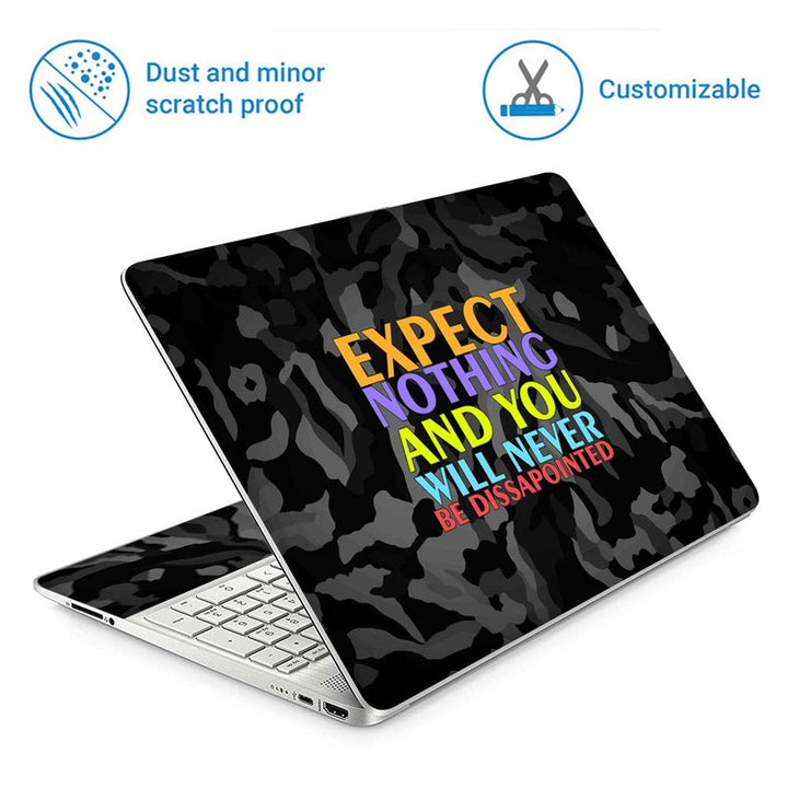 Full Panel Laptop Skin - Expect Nothing Black Camouflage