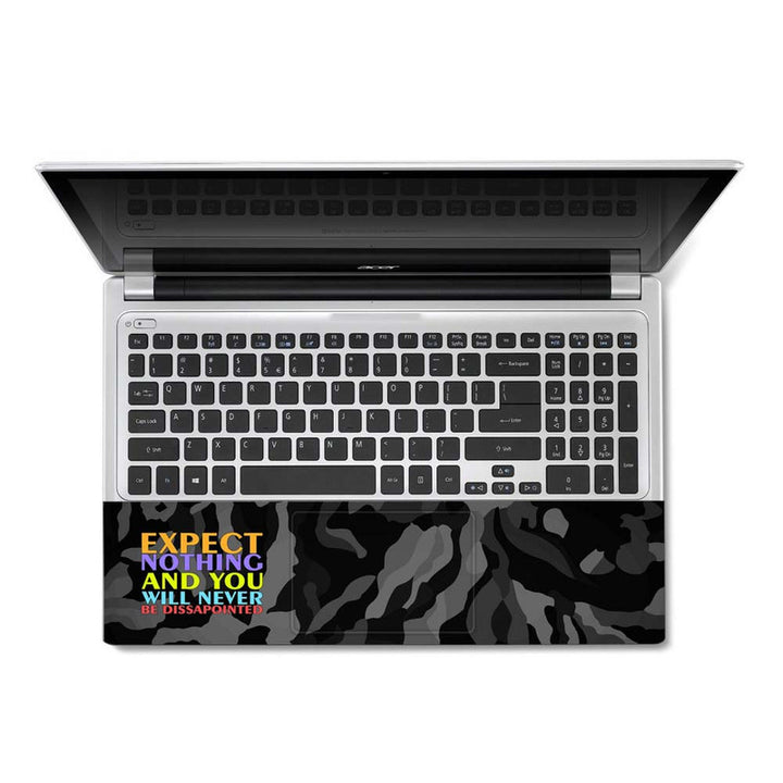 Full Panel Laptop Skin - Expect Nothing Black Camouflage