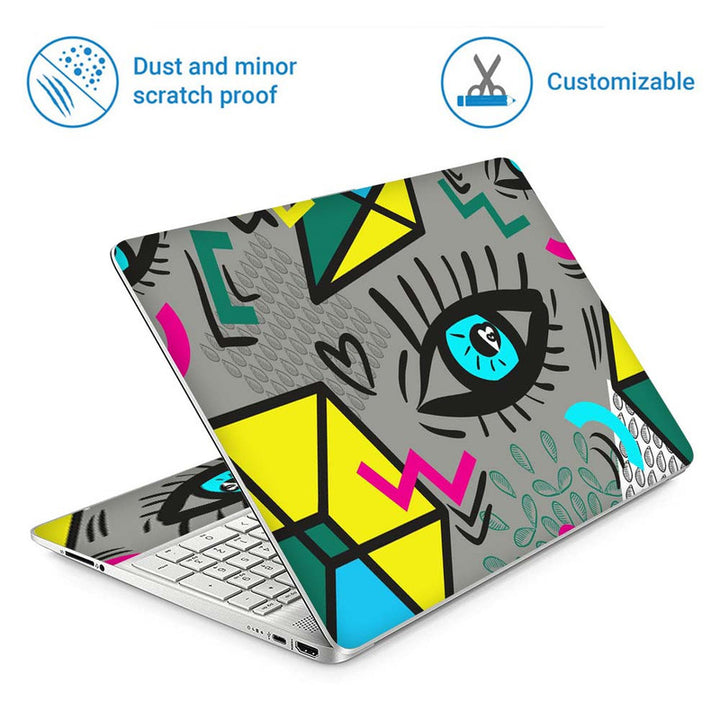 Full Panel Laptop Skin - Eye Abstract Grey