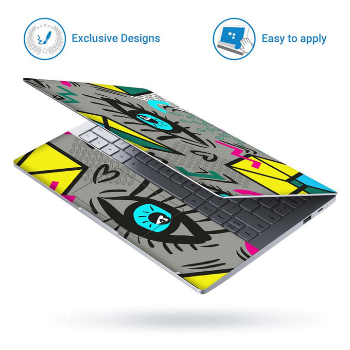 Full Panel Laptop Skin - Eye Abstract Grey