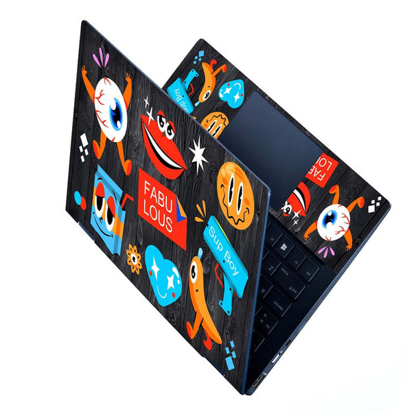 Full Panel Laptop Skin - Fabulous on Black Wooden