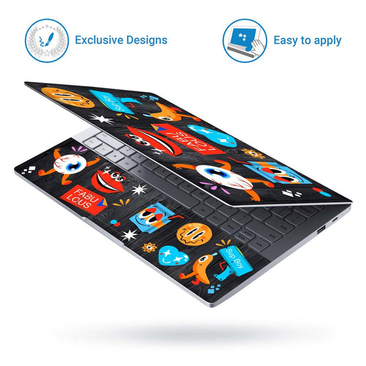 Full Panel Laptop Skin - Fabulous on Black Wooden