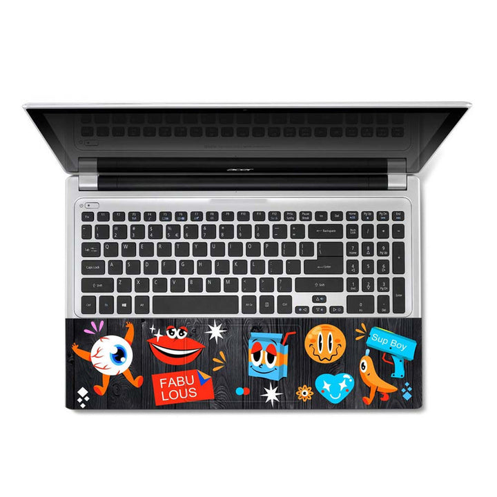 Full Panel Laptop Skin - Fabulous on Black Wooden