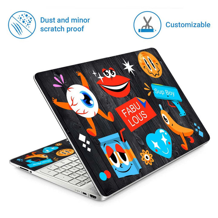 Full Panel Laptop Skin - Fabulous on Black Wooden