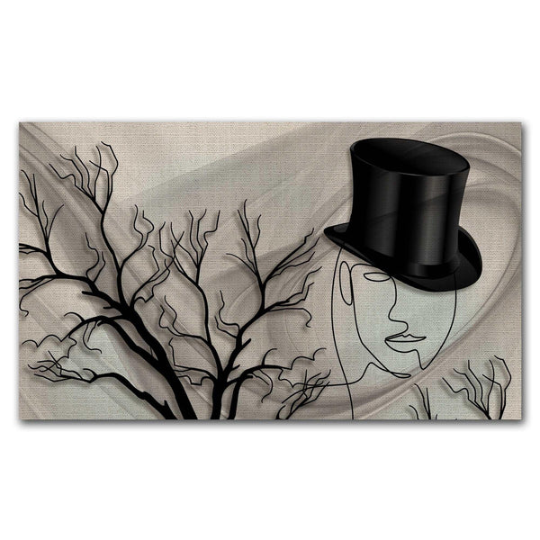 FineArts Rolled Canvas Painting - Face Line With Hat