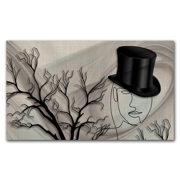 FineArts Rolled Canvas Painting - Face Line With Hat