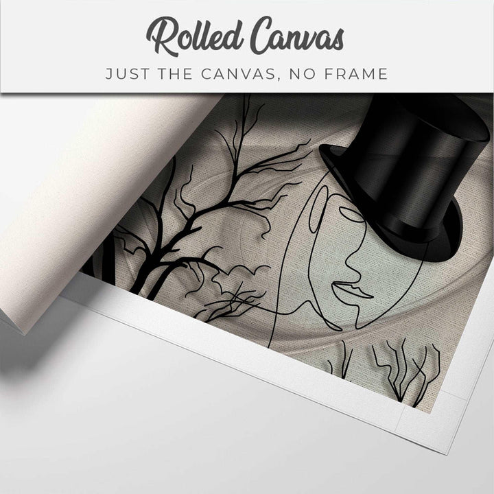 FineArts Rolled Canvas Painting - Face Line With Hat