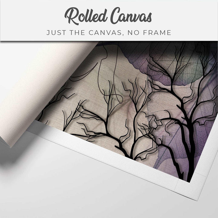 FineArts Rolled Canvas Painting - Face Line With Leaf Art