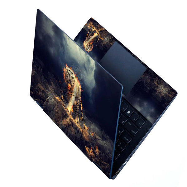 Full Panel Laptop Skin - Fire Tiger Rock