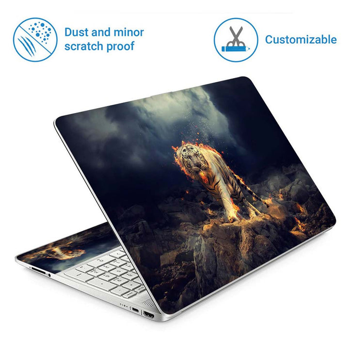 Full Panel Laptop Skin - Fire Tiger Rock