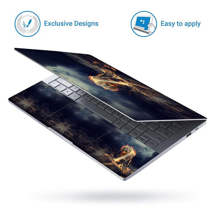 Full Panel Laptop Skin - Fire Tiger Rock