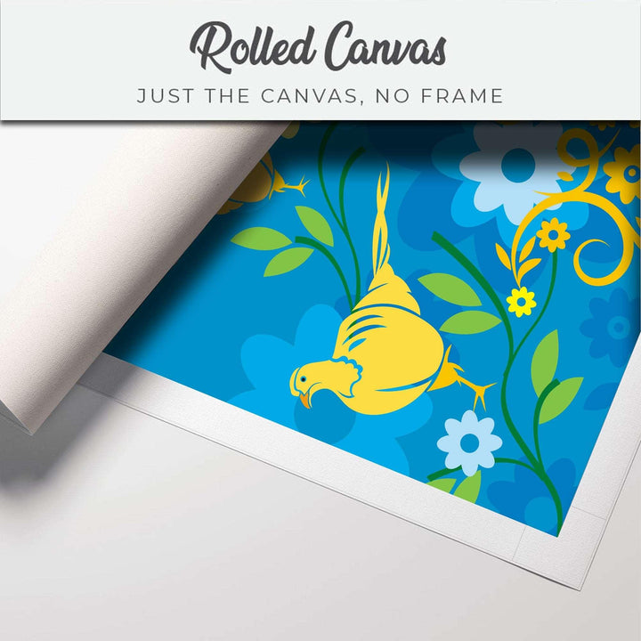 FineArts Rolled Canvas Painting - Floral Bird Background