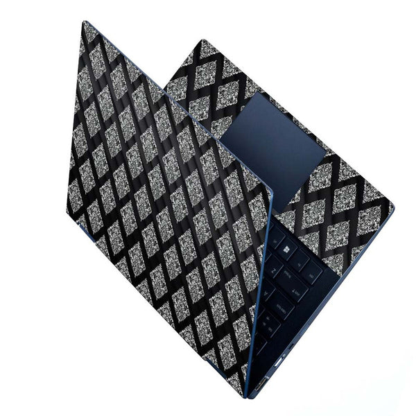 Full Panel Laptop Skin - Floral on 3D Black