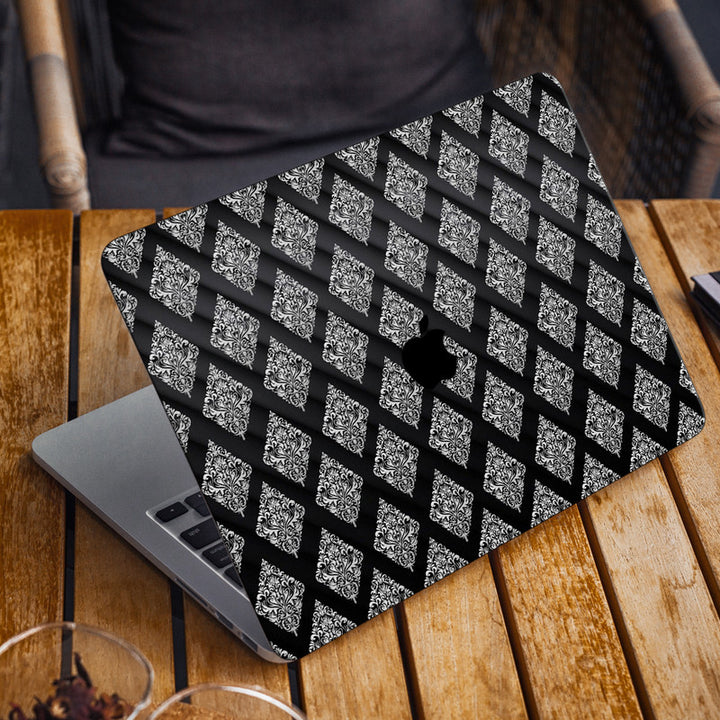 Laptop Skin for Apple MacBook - Floral on 3D Black - SkinsLegend