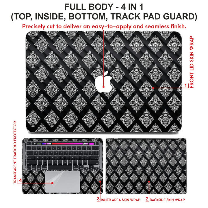 Laptop Skin for Apple MacBook - Floral on 3D Black - SkinsLegend