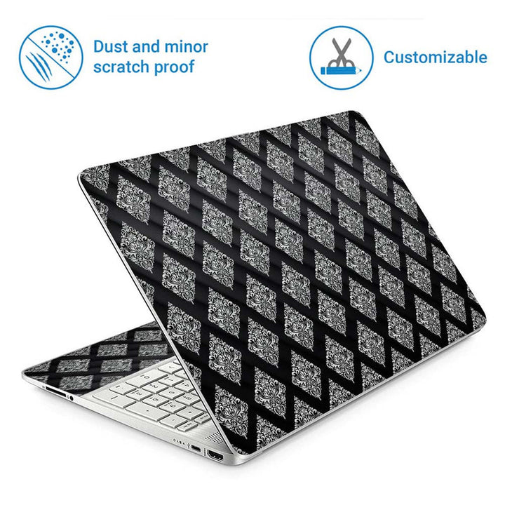 Full Panel Laptop Skin - Floral on 3D Black