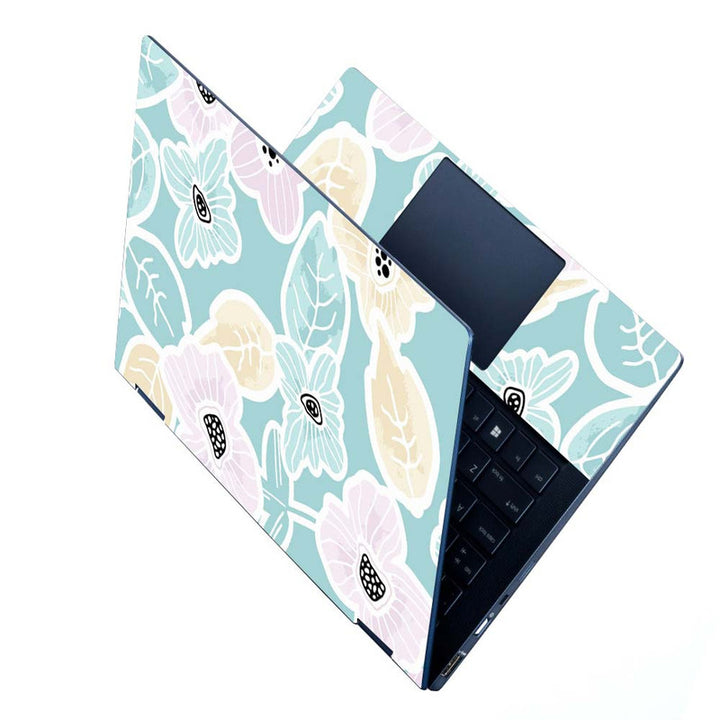 Full Panel Laptop Skin - Floral on Light Green