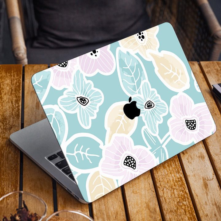 Laptop Skin for Apple MacBook - Floral on Light Green - SkinsLegend